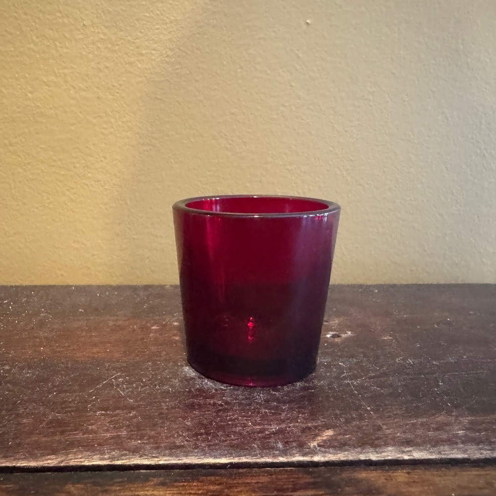 Ruby‎ Red Glass Toothpick Holder Shot Glass Dominion Glass Vintage